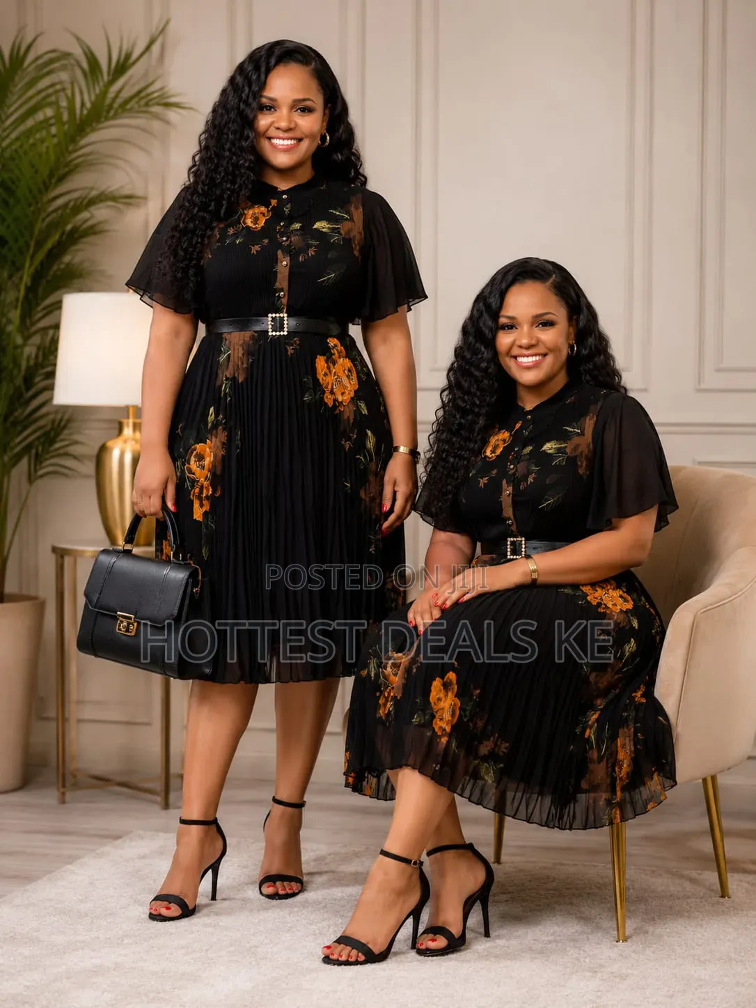 Floral Pattern Maxi Dresses Styled With a Belt