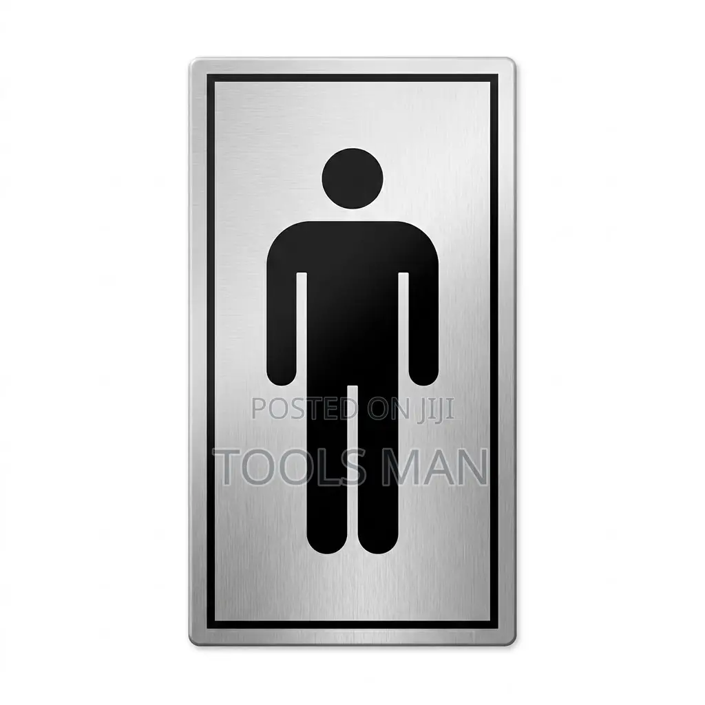 Gents Washroom Door Sign - Flexible Metal-Look Toilet Plaque