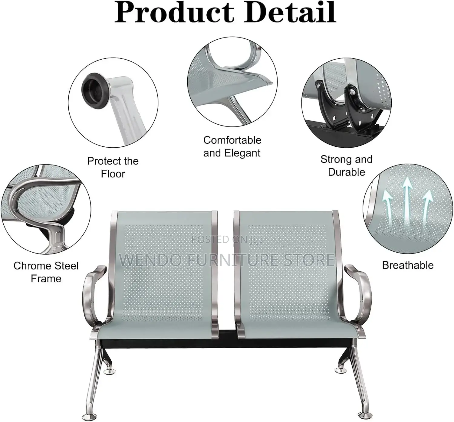 Office Bench; Two Seaters Steel Reception Benches