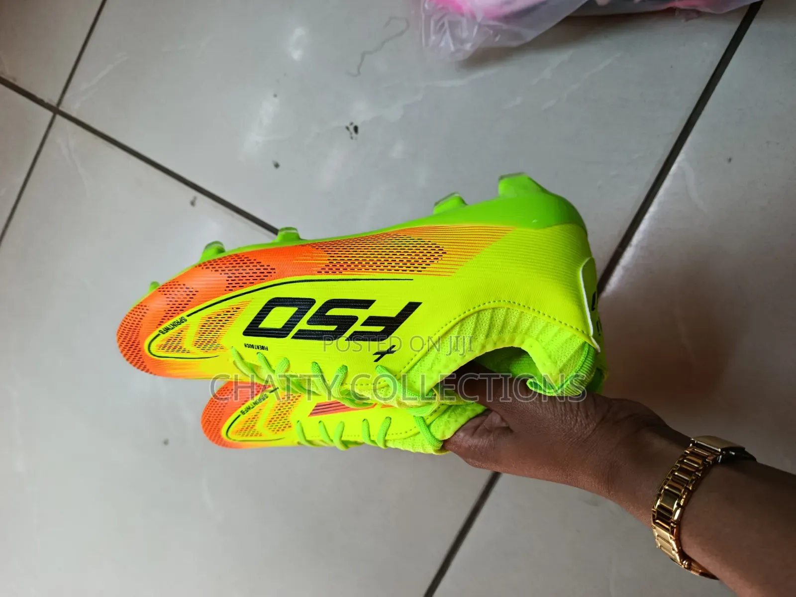 Luminous Green and Orange F50 Unisex Football Boots Size 40 to 45