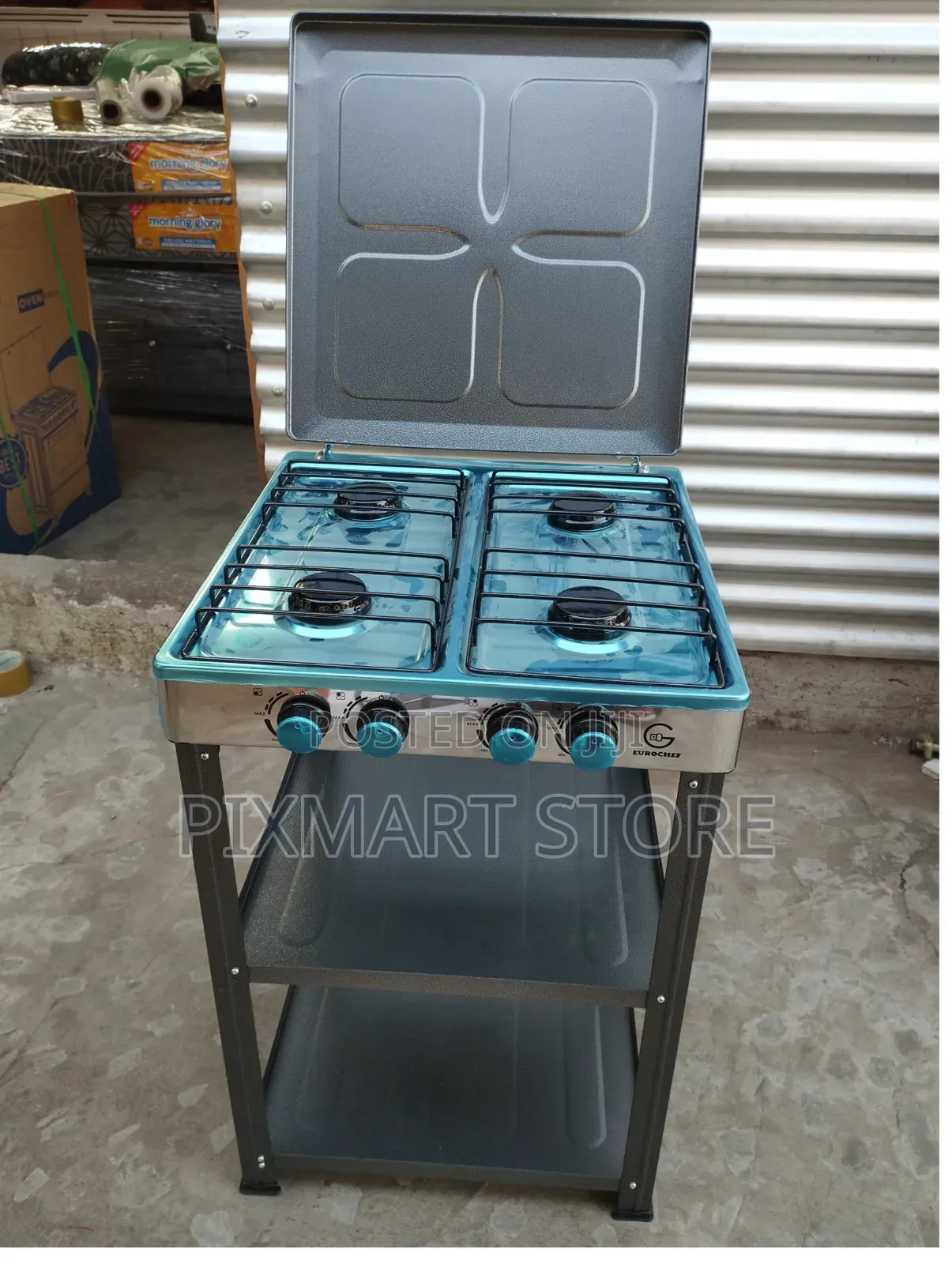 Eurochef 4 Gas Burner Cooker With Storage Shelf