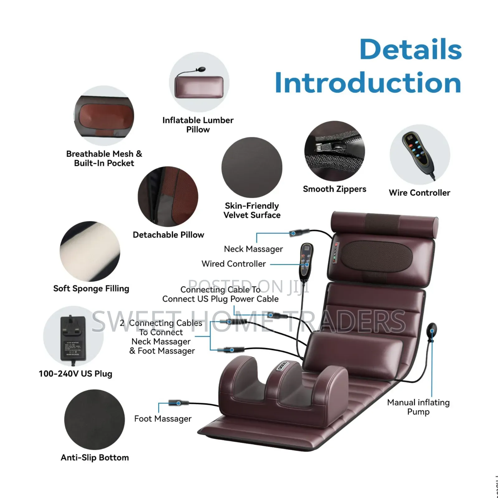 Flexible Complete Full Body Massage Mattress Seat