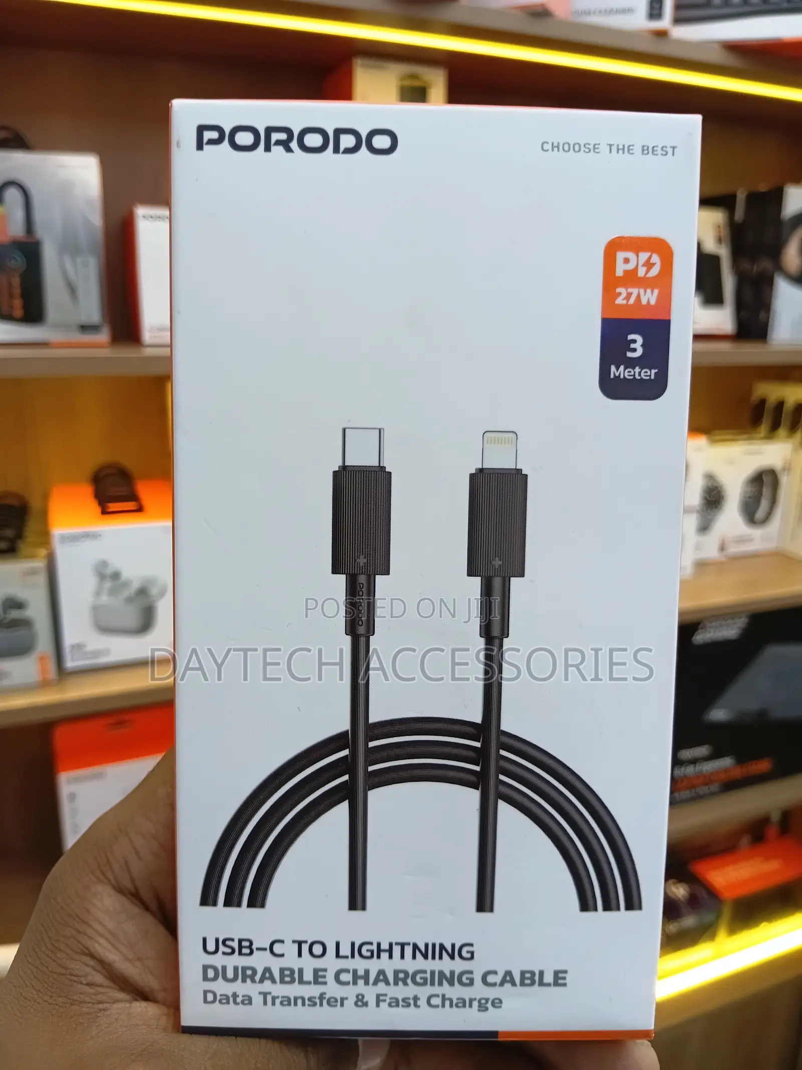 Porodo Usb-C to Lightning Durable Charging Cable 3m