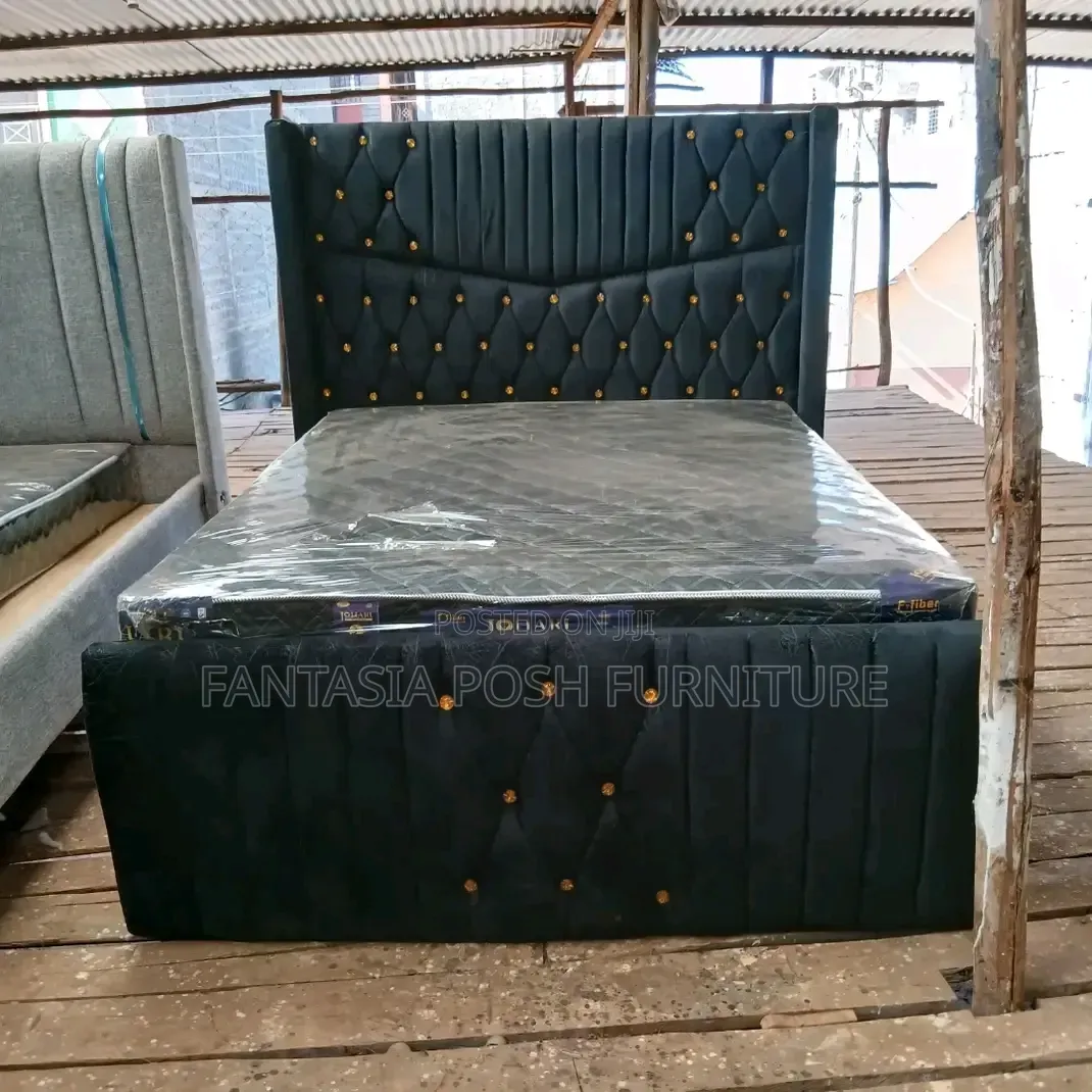 Black Tufted Chester Bed 5 by 6