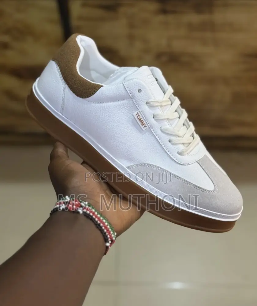 White Leather Upper, Brown Suede Heel Counter Tommy .H Size 40-45