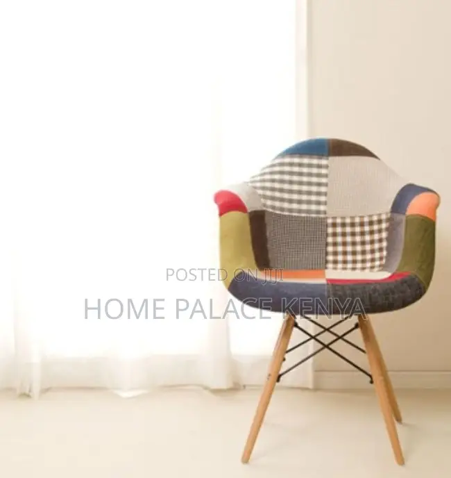 Lounge Chair: Eames Style Fabric Chair With Colourful Upholstery