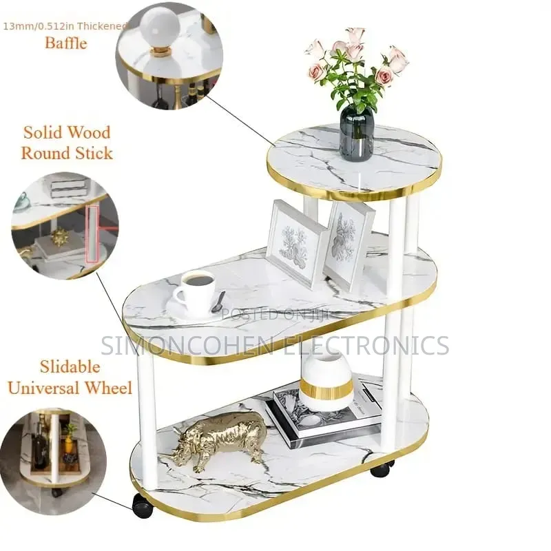 60x30x67cm 3 Layer 2 Oval Round Top Trolley Rack