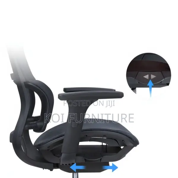 Office Chair : Ergonomic Office Chair - Black Polyester,