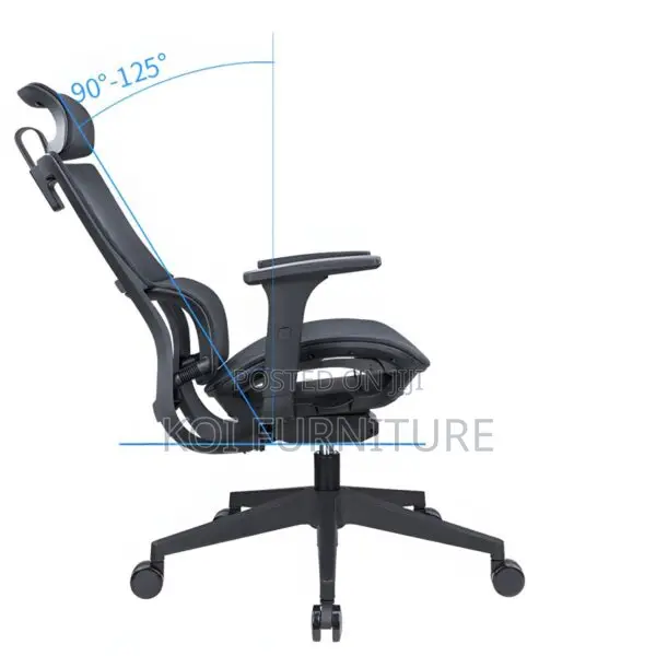 Office Chair : Ergonomic Office Chair - Black Polyester,