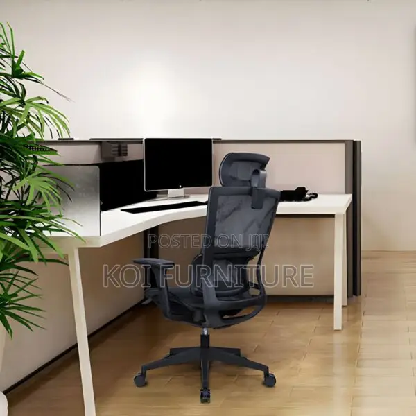 Office Chair : Ergonomic Office Chair - Black Polyester,