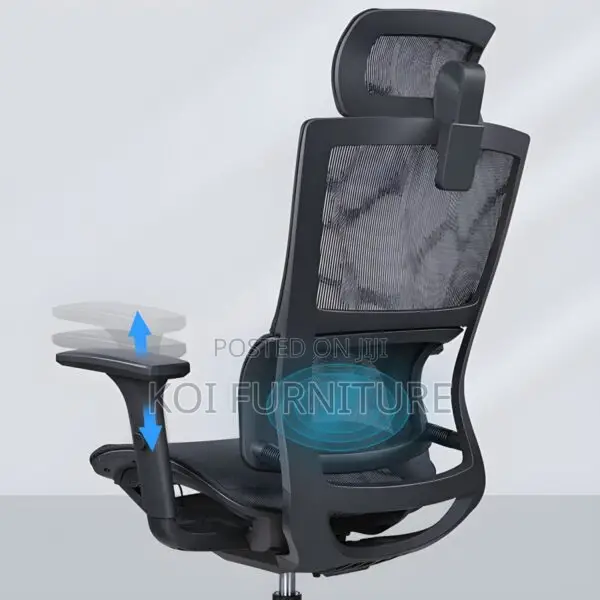 Office Chair : Ergonomic Office Chair - Black Polyester,