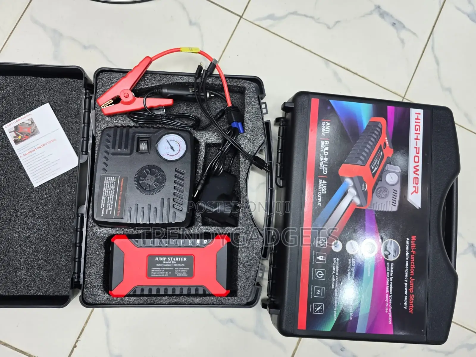 Portable Car Battery Jump Starter and Tire Inflator Kit