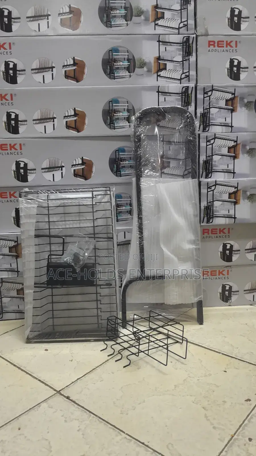 3 Tier Reki Carbon Metallic Dish Rack - Plastic Water Tray