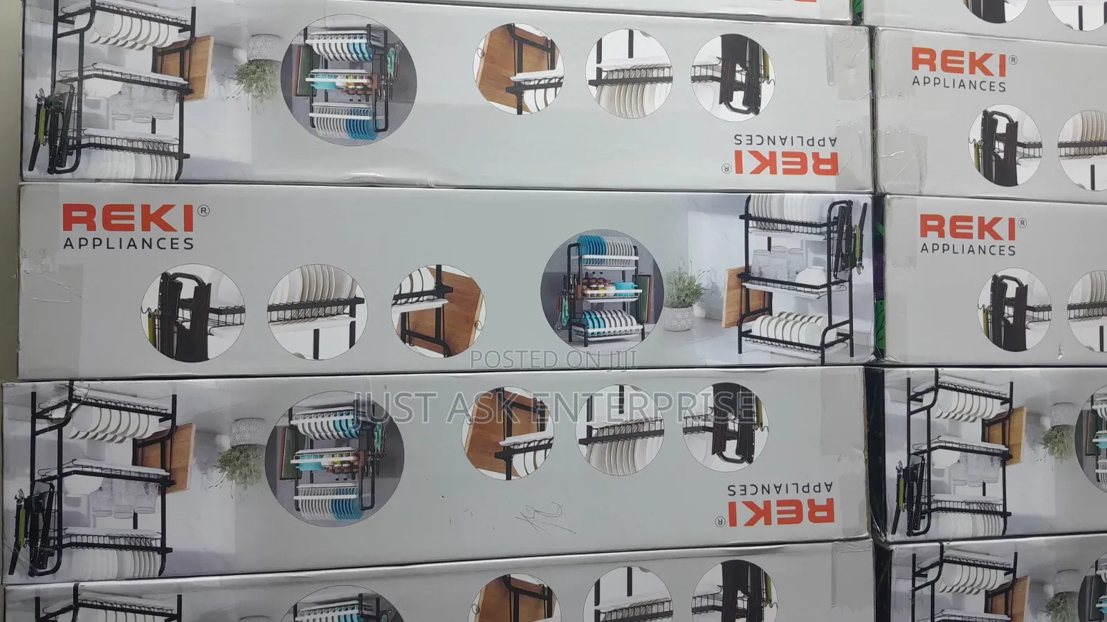 3 Tier Reki Carbon Metallic Dish Rack - Plastic Water Tray