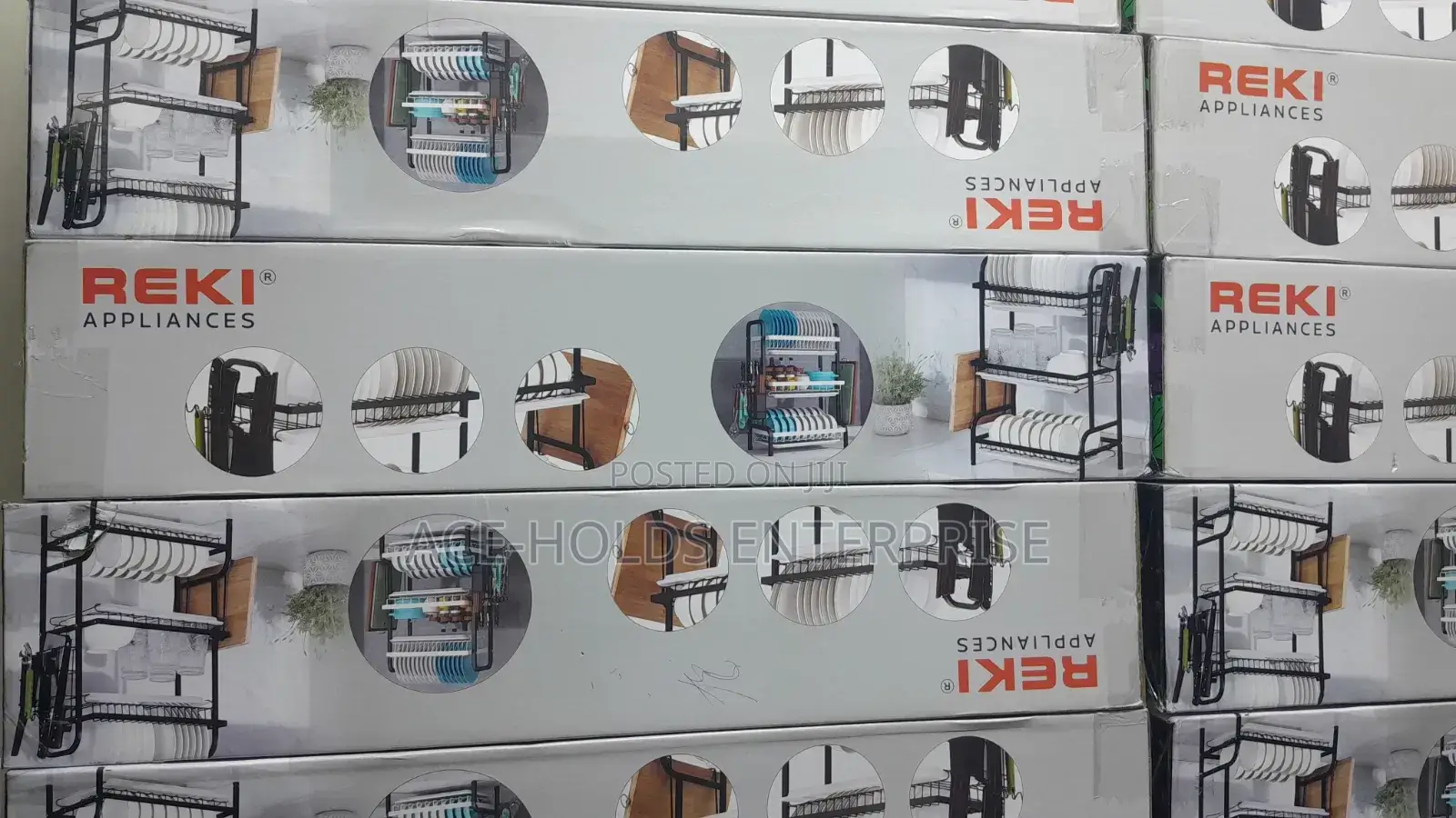 3 Tier Reki Carbon Metallic Dish Rack - Plastic Water Tray