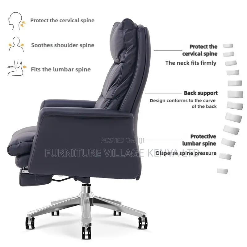 Leather Manager Desk Seat With Footrest.