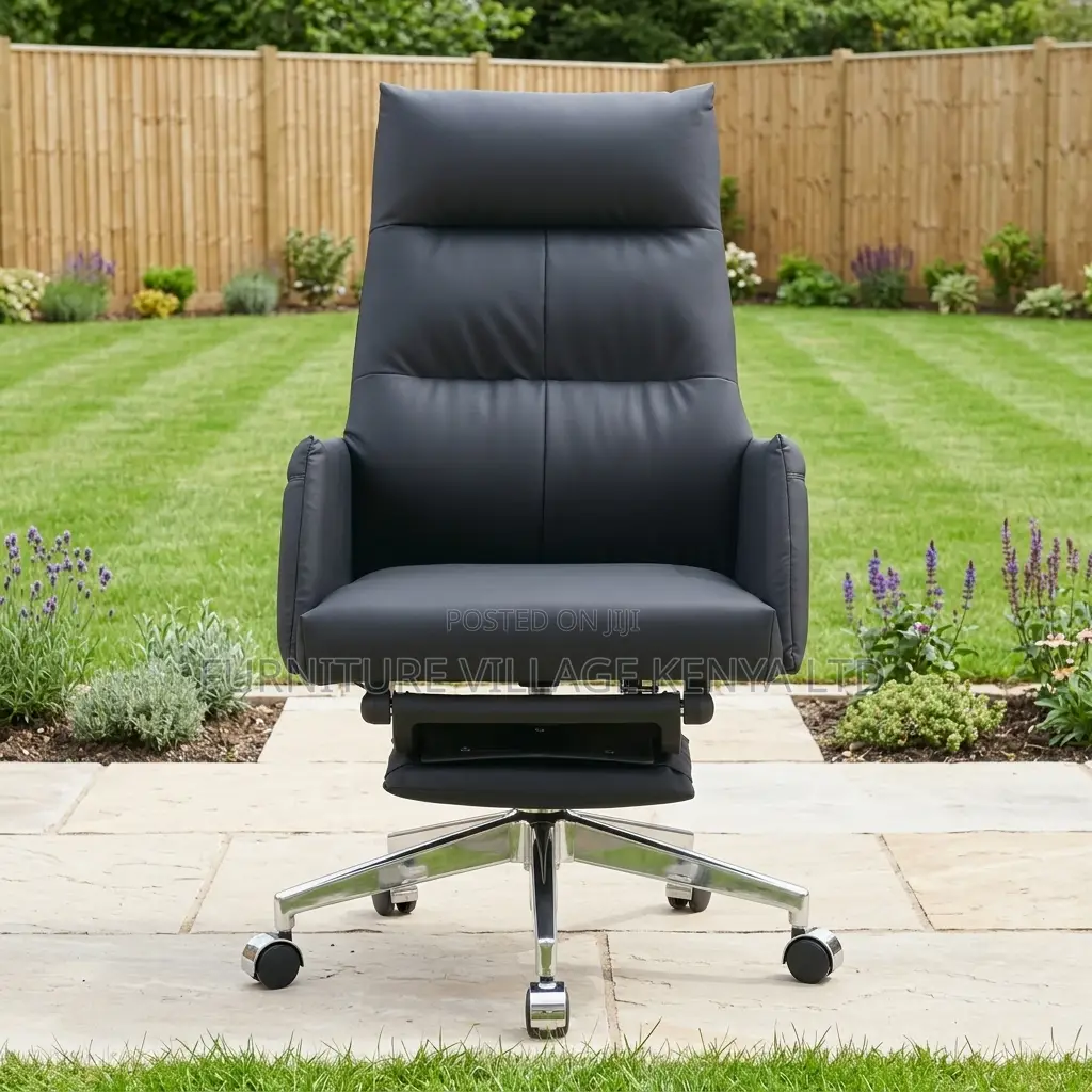 Leather Manager Desk Seat With Footrest.