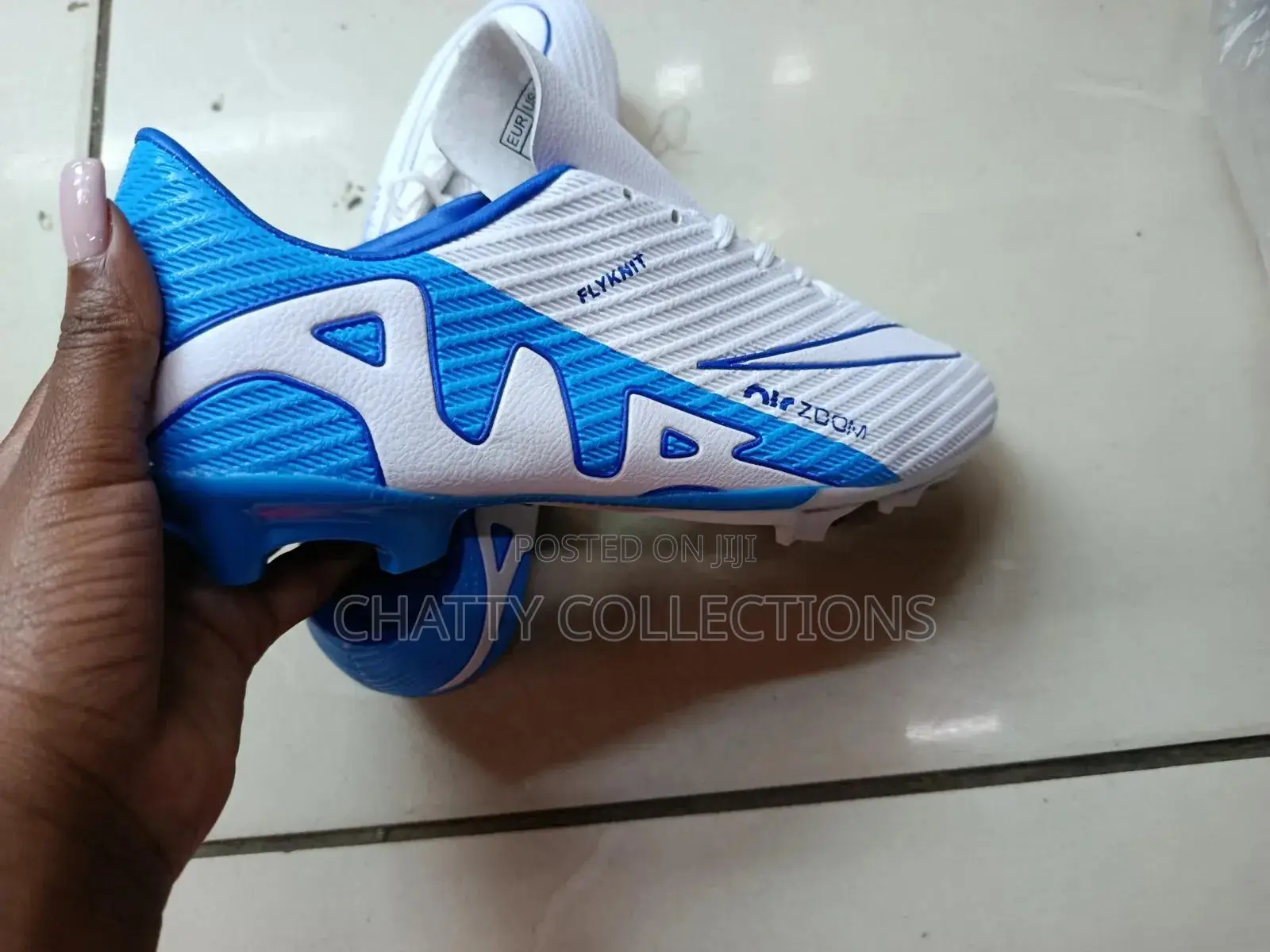 Blue and White Air Zoom Unisex Football Boots Size 40 to 45