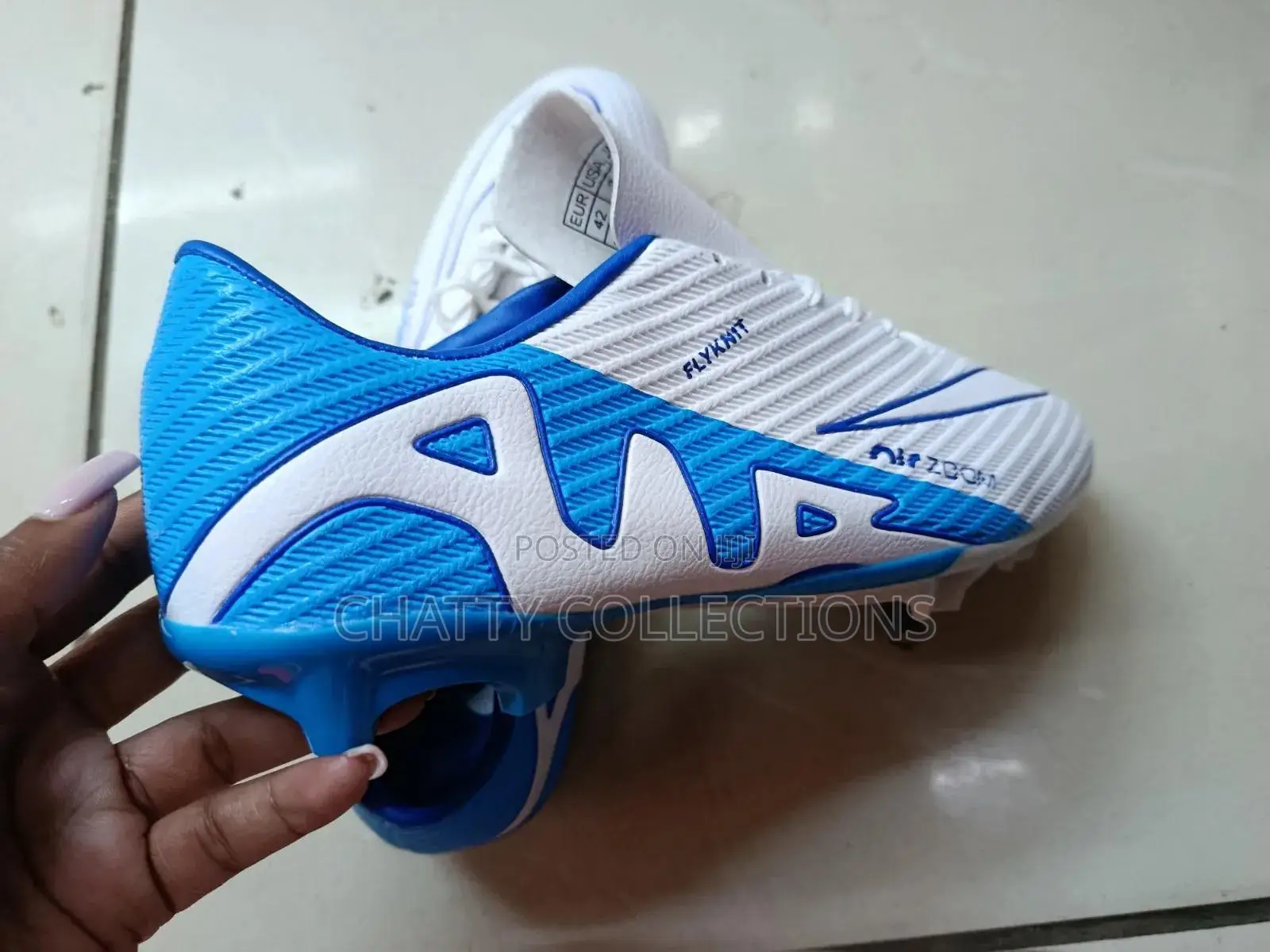 Blue and White Air Zoom Unisex Football Boots Size 40 to 45