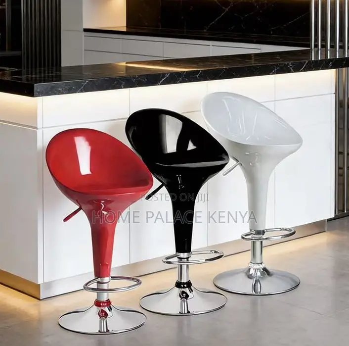 Bar Stool: Orange Plastic Bar Stool With Swivel Chrome Base