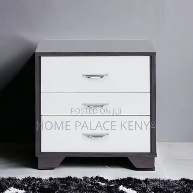 Nightstand: Premium White Three Drawer Night Table