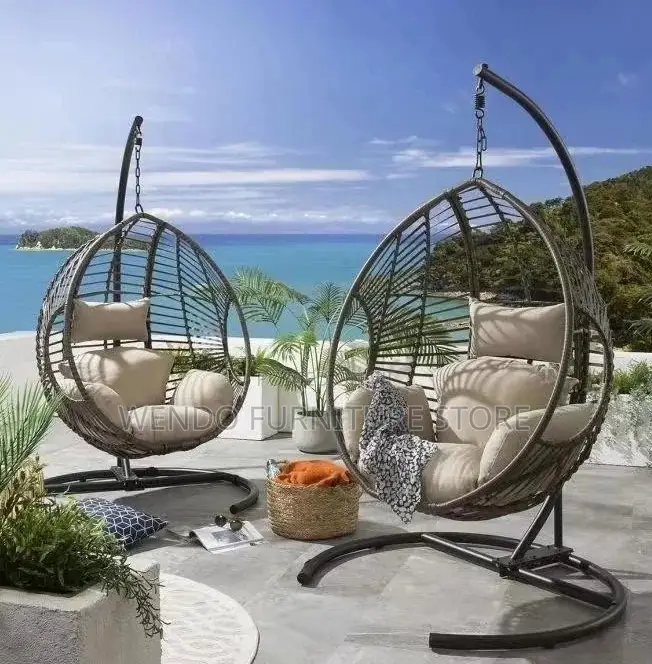 Home Chairs; Hammock Chair With Leather Tuffed Backrest