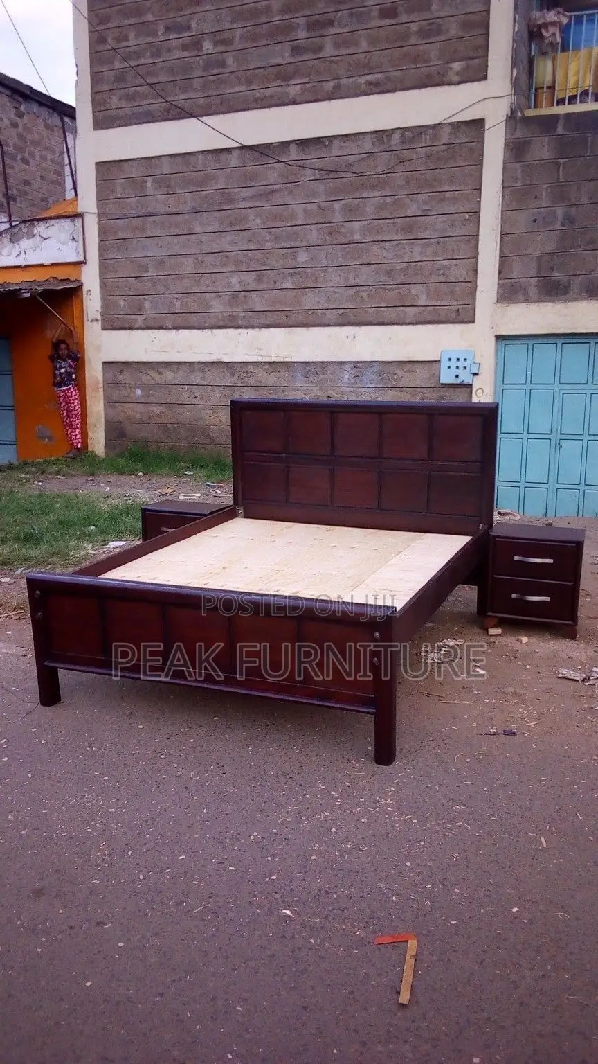 Designer Wooden Bed With Side Cabinets