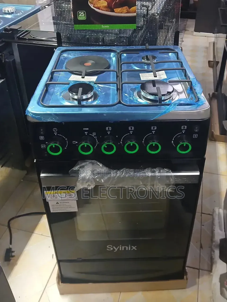 Syinix 50by55 3+1 Standing Cooker 
With Electric Oven 
<>Jet