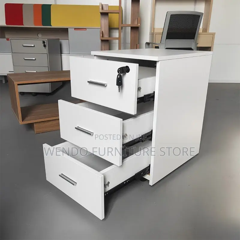 Office Cabinet; Three Doors Pedestal Modern Wooden Cabinet