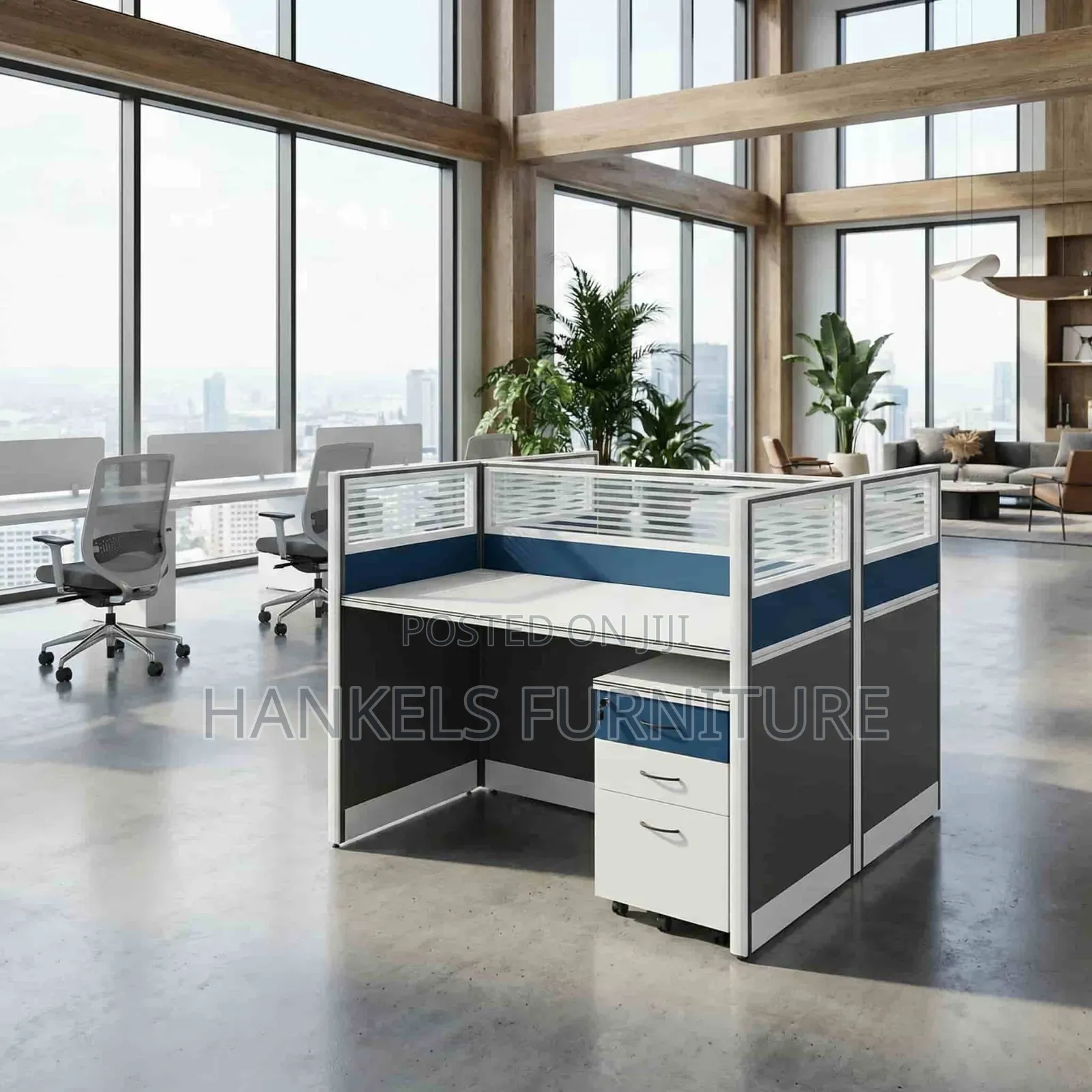 2-Way Office Workstation With Movable Drawers – Team Workspace
