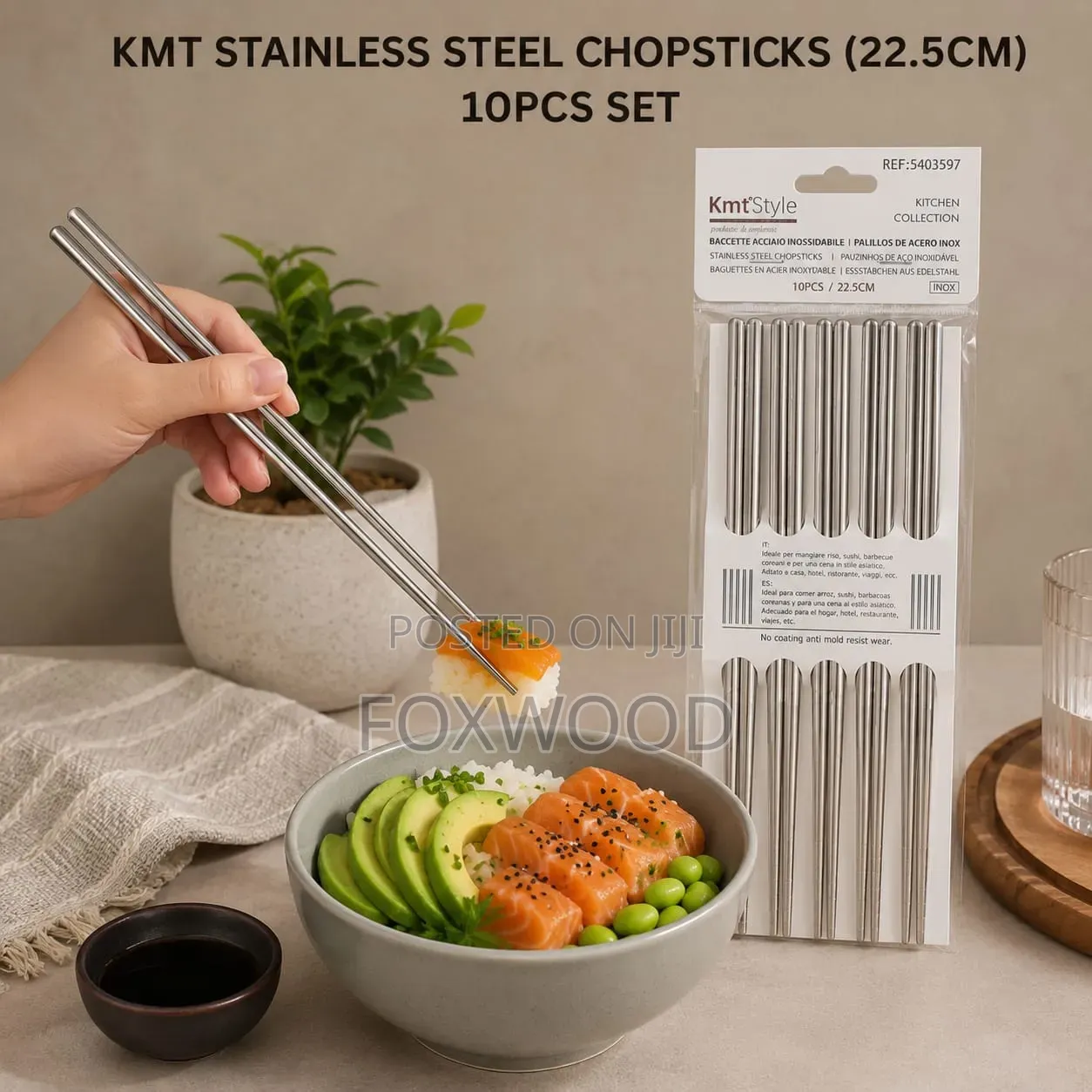 Stainless Steel Chopsticks – 10pcs Set