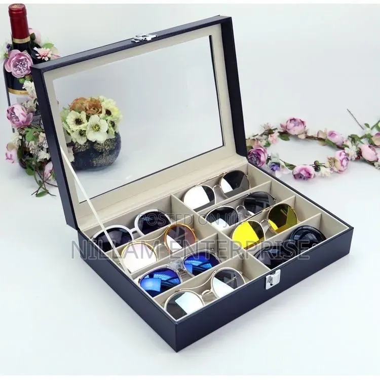8 Sots High Quality Pure Leather Sunglasses Organizer Box*