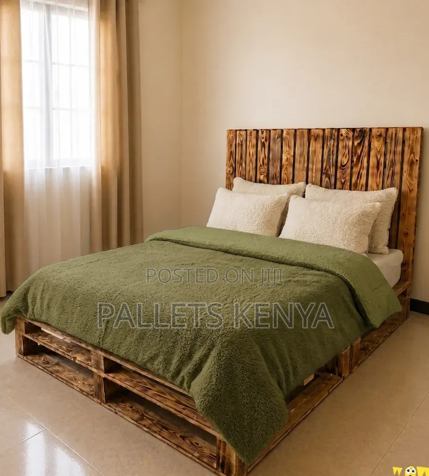 5×6 Pallet Bed With Headboard -Modern, Strong Durable Bed Frame
