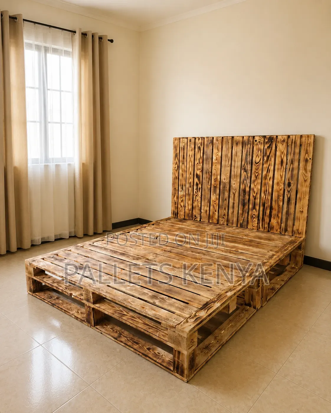 5×6 Pallet Bed With Headboard -Modern, Strong Durable Bed Frame