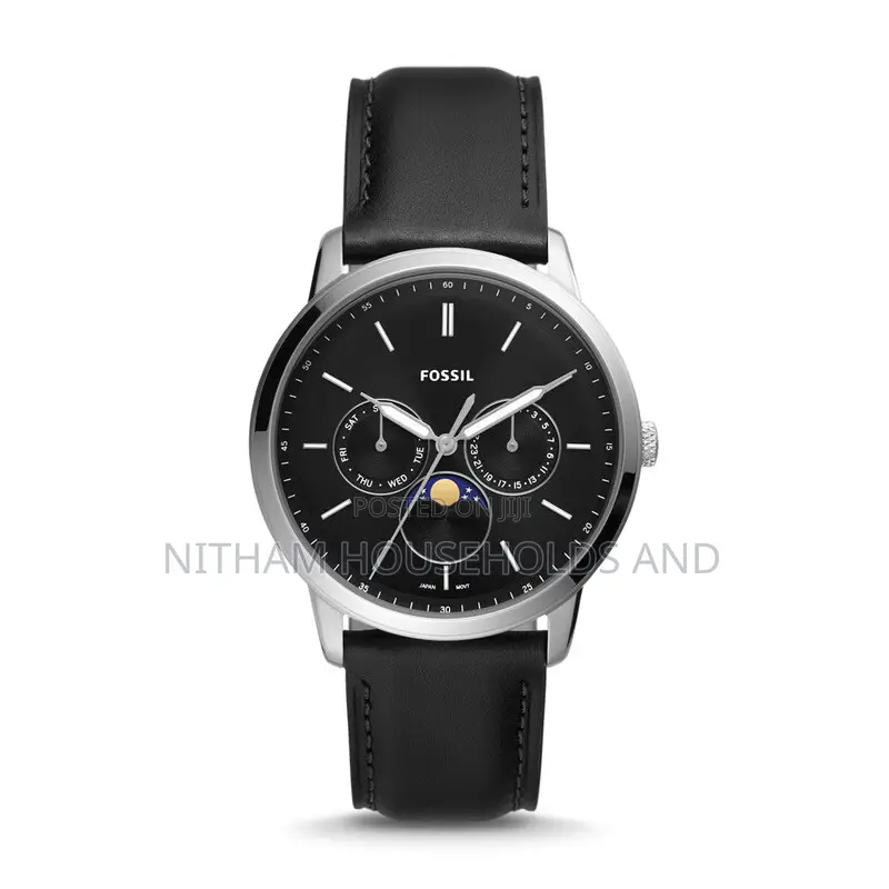 Fossil Fs5904 Neutra Moonphase Black Leather Watch
