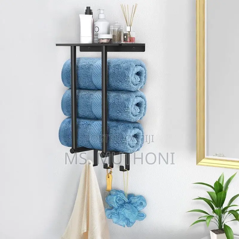 Space Saving Wall Mounted Bathroom Towel Storage Rack