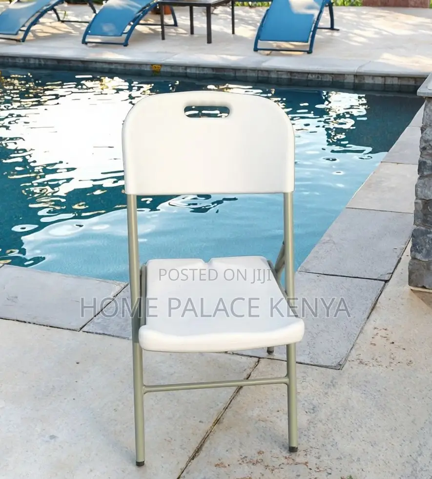 Outdoor Chair: Heavy-Duty White Plastic Folding Banquet Chair