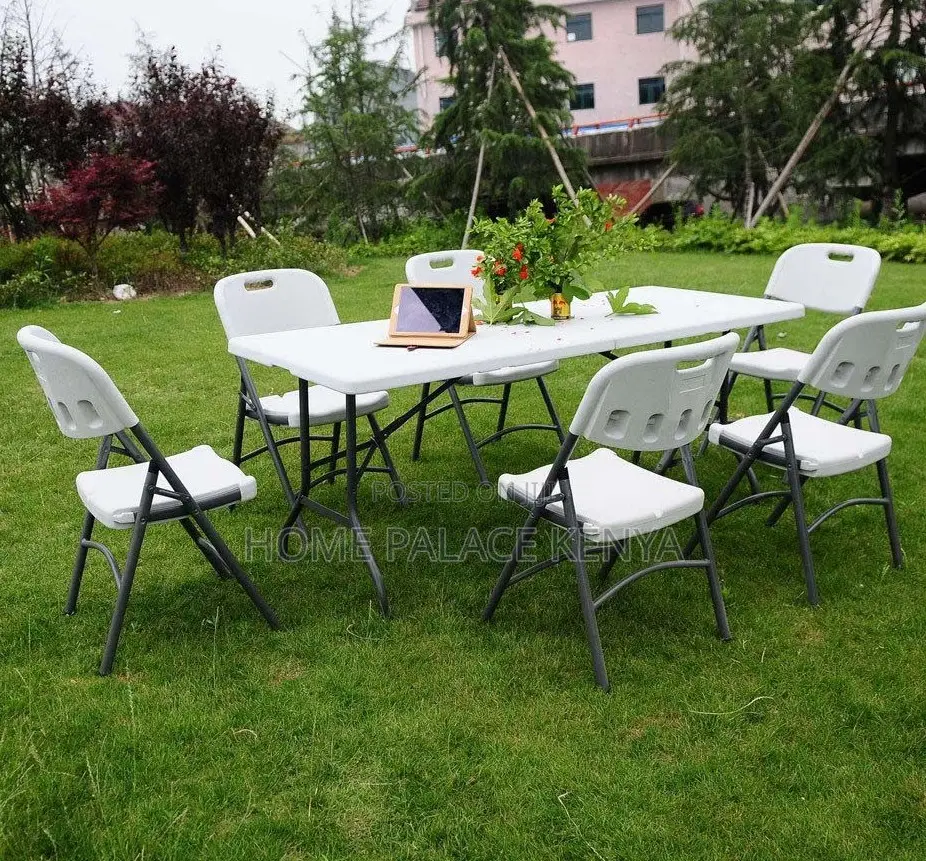 Outdoor Chair: Heavy-Duty White Plastic Folding Banquet Chair