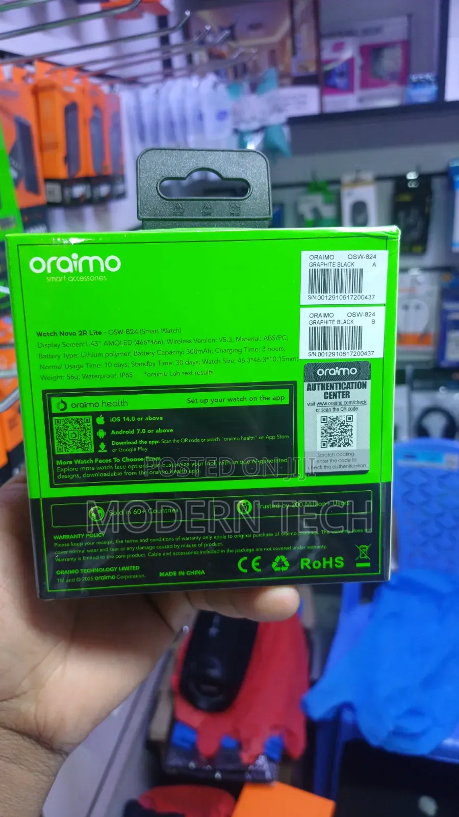 Oraimo Watch Nova 2r Lite 1.43" Amoled 30-Day Standby Watch Osw 824