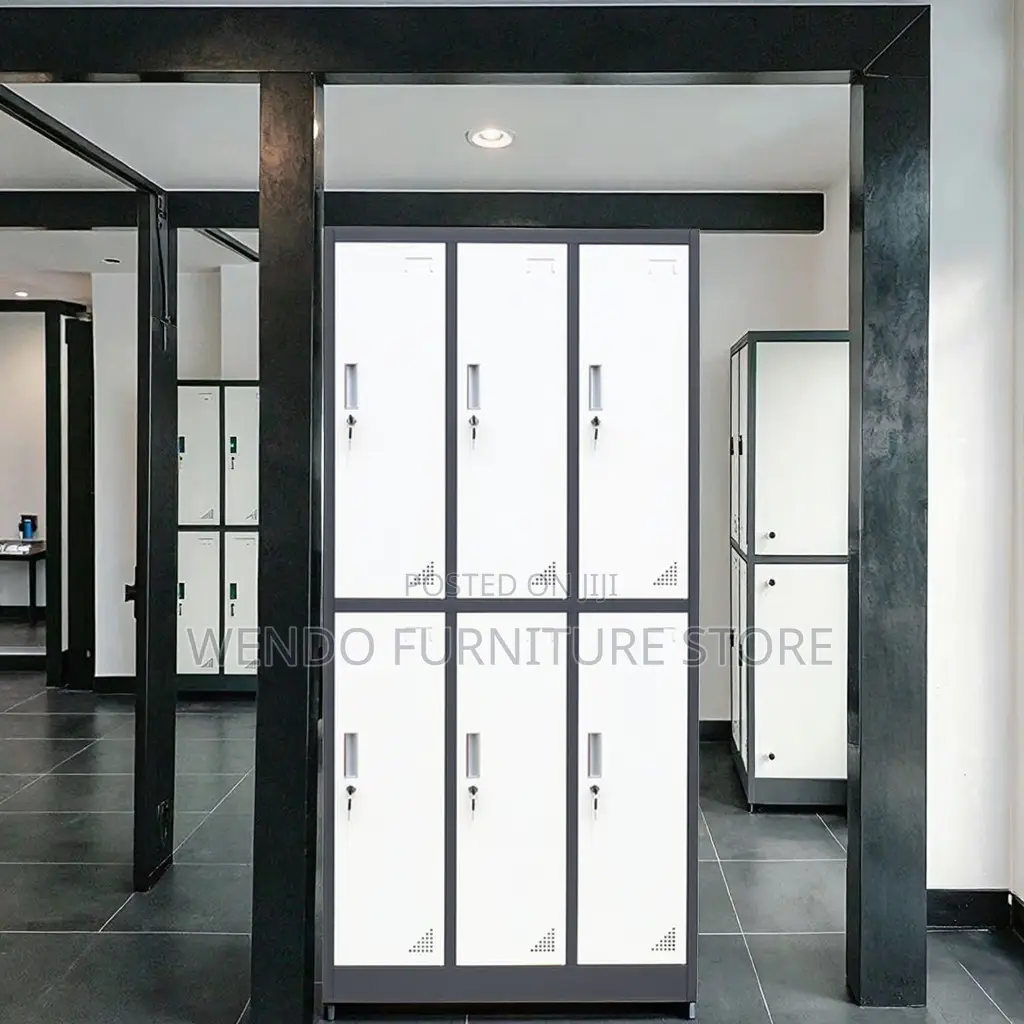 Office Cabinet; Six Lockers Gray Office Cabinet