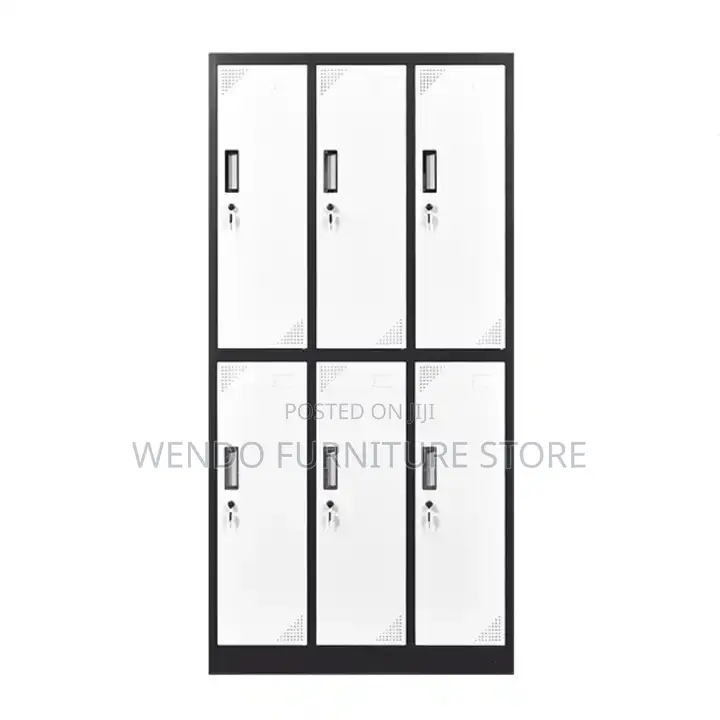 Office Cabinet; Six Lockers Gray Office Cabinet