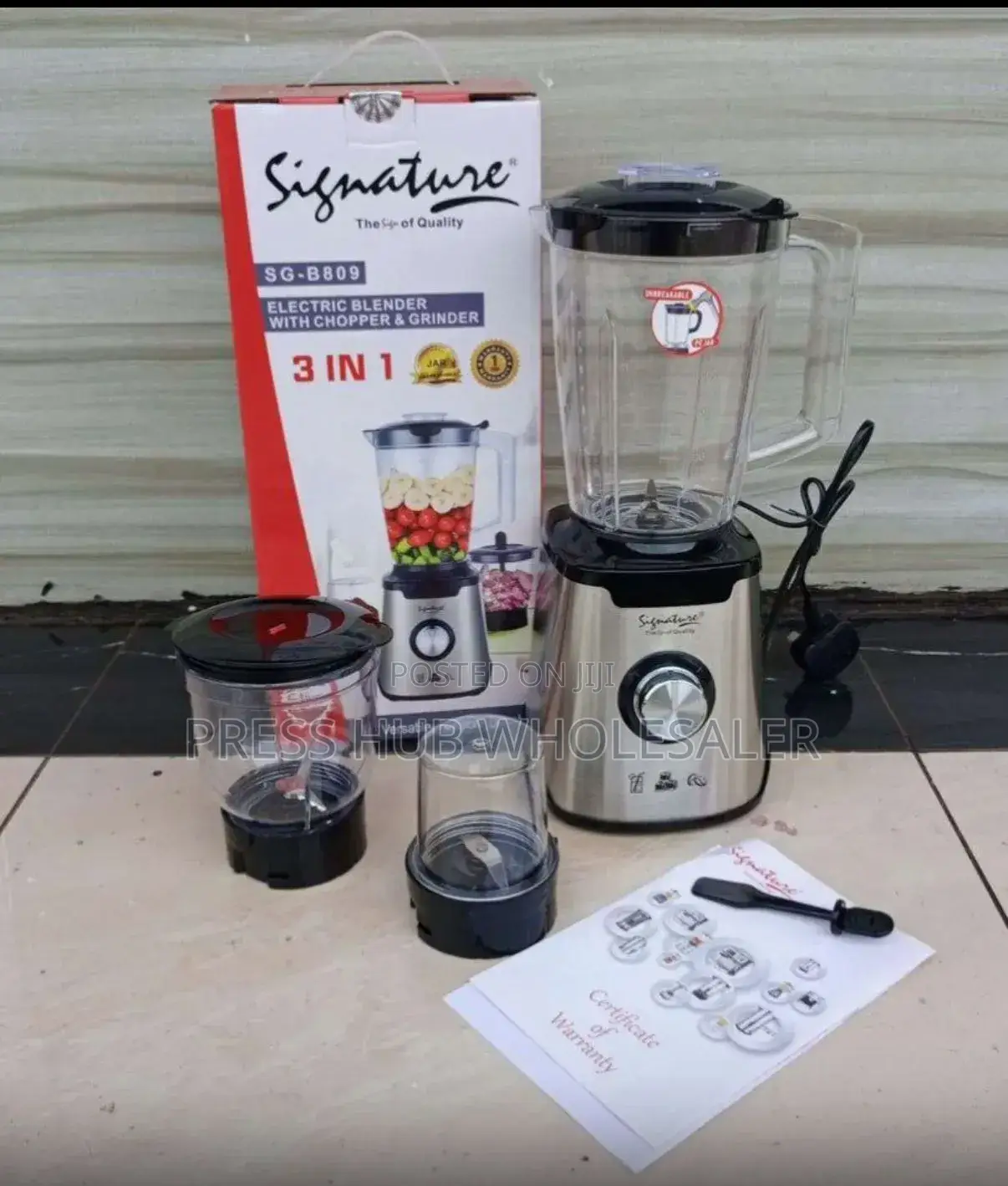 Signature 3-in-1 Electric Blender Sg-B809 – Silver/Black