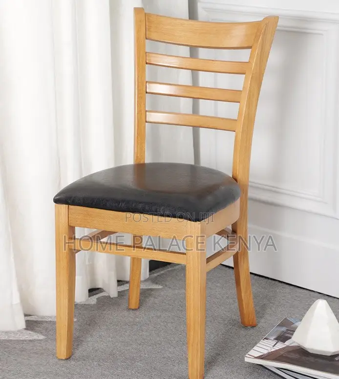 Home Chair: Armless Leather Padded Vintage Wooden Chair