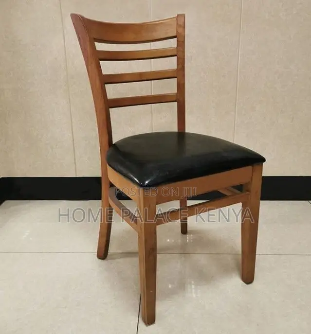 Home Chair: Armless Leather Padded Vintage Wooden Chair