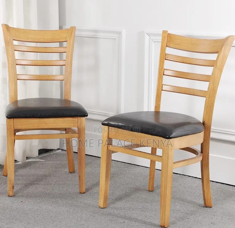 Home Chair: Armless Leather Padded Vintage Wooden Chair