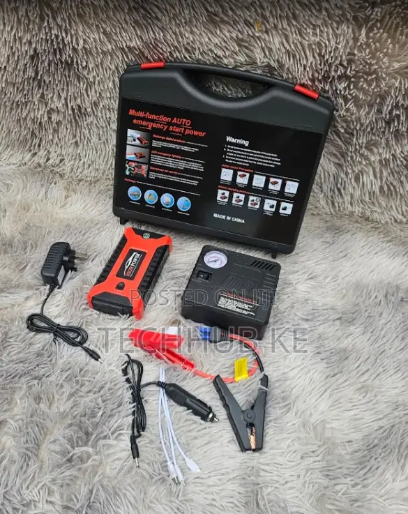 12v Car Jump Starter Power Bank With Air Compressor Flashlight