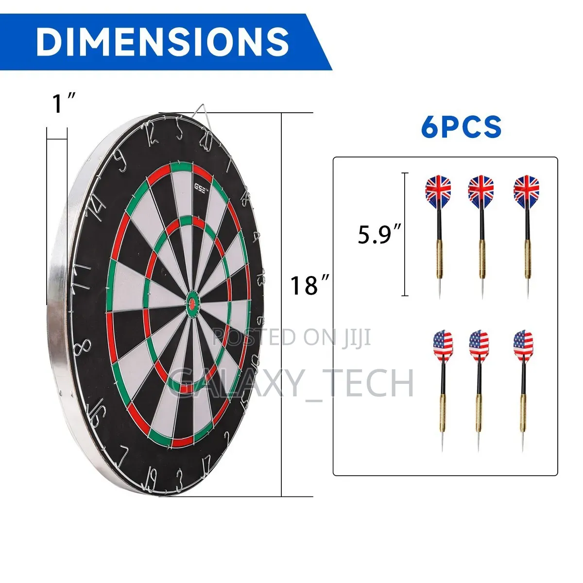 18 Inches Double Sided Flocked Iron Numbers Dart Board
