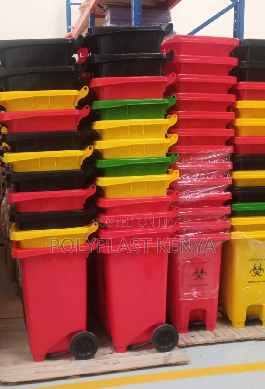 Biohazard Bin / Waste Bin 100litres With Pedal and Wheels