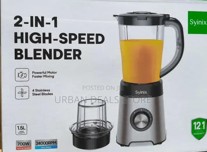 Syinix 2-in-1 Blender With Safety Lock Switch