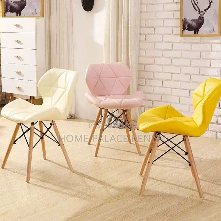 Home Chair; Leather Upholstered Dining Chair With Kd Wooden Legs
